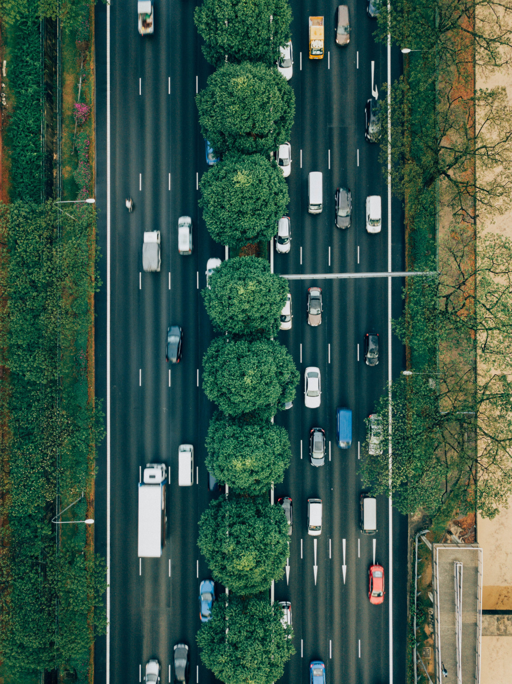 City traffic from above